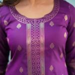 Sanvi Purple Paithani Silk Blended Salwar Suit