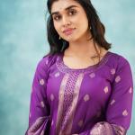 Sanvi Purple Paithani Silk Blended Salwar Suit