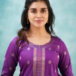 Sanvi Purple Paithani Silk Blended Salwar Suit