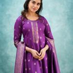 Sanvi Purple Paithani Silk Blended Salwar Suit