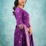 Sanvi Purple Paithani Silk Blended Salwar Suit