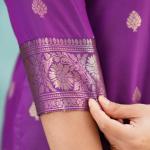 Sanvi Purple Paithani Silk Blended Salwar Suit