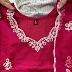 “RAASHA Deep Blue & Maroon Embroidered Chanderi Silk 3‑Piece Suit Set – Cotton‑Lined Kurti, Palazzo & Dupatta”