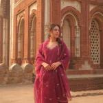 “RAASHA Deep Blue & Maroon Embroidered Chanderi Silk 3‑Piece Suit Set – Cotton‑Lined Kurti, Palazzo & Dupatta”