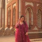 “RAASHA Deep Blue & Maroon Embroidered Chanderi Silk 3‑Piece Suit Set – Cotton‑Lined Kurti, Palazzo & Dupatta”