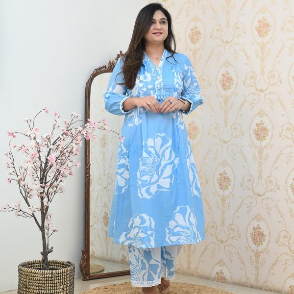 Angana Floral Cord Set 🌺🌹 — Kurti & Pant Co-ord Set