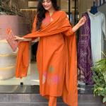 🧡 Cotton Festival – MAL Cotton Kurti Pant Dupatta Set ⛈️