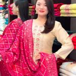 Graceful Banarasi Bandhej Banana Silk Suit Set – Festive Edition