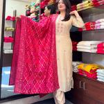 Graceful Banarasi Bandhej Banana Silk Suit Set – Festive Edition