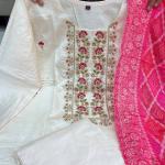 Graceful Banarasi Bandhej Banana Silk Suit Set – Festive Edition