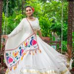 White Chaniya Choli Set – Pure Cotton with Gota Patti & Mirror Work