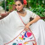 White Chaniya Choli Set – Pure Cotton with Gota Patti & Mirror Work