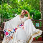 White Chaniya Choli Set – Pure Cotton with Gota Patti & Mirror Work