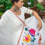 White Chaniya Choli Set – Pure Cotton with Gota Patti & Mirror Work