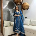 ✨ Mahek Black Chanderi Embroidered Kurta & Sharara Set with Organza Dupatta – Festive Edition ✨