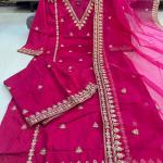 ✨ Mahek Black Chanderi Embroidered Kurta & Sharara Set with Organza Dupatta – Festive Edition ✨