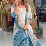 Berry Silk Suit Set – Teal Blue & Ivory with Hand Mirror Work