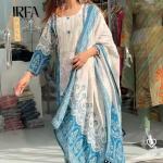 Berry Silk Suit Set – Teal Blue & Ivory with Hand Mirror Work