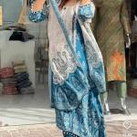 Berry Silk Suit Set – Teal Blue & Ivory with Hand Mirror Work