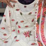 Pink Lotus Mul Chanderi Suit Set with Dupatta & Pearl Mala