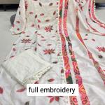 Pink Lotus Mul Chanderi Suit Set with Dupatta & Pearl Mala