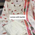 Pink Lotus Mul Chanderi Suit Set with Dupatta & Pearl Mala