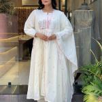 Pure Mul Mul Cotton Suit Set with Embroidered Dupatta & Gift Bracelet