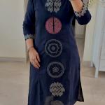 Festive Elegance Pure Mul Cotton 3-Piece Kurti Pant Dupatta Set with Moti Mala –