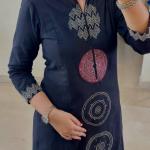 Festive Elegance Pure Mul Cotton 3-Piece Kurti Pant Dupatta Set with Moti Mala –