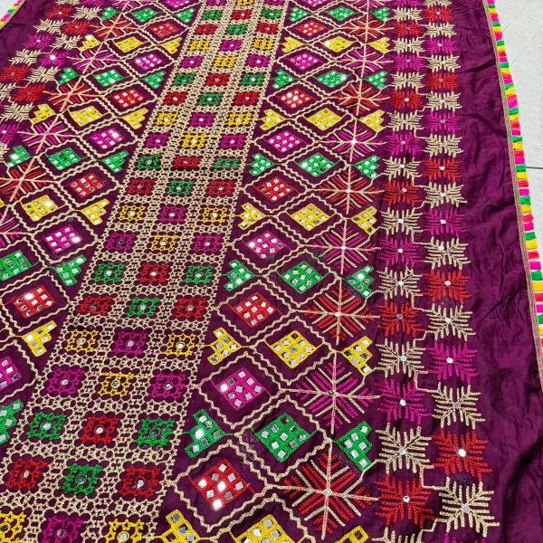 Phulkari Dupatta – Pure Viscose Cotton with Mirror & Embroidery Work