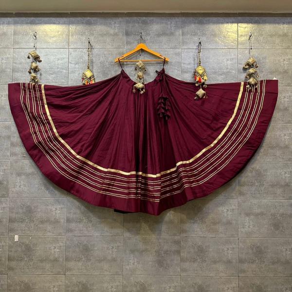 Roman Cotton Silk Chaniya Choli – 9.5 Meter Flare with Heavy Toi Lace