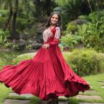 Kutchi Gamthi Navratri Gown – 14kg Rayon with 12 Meter Flair (Maroon)