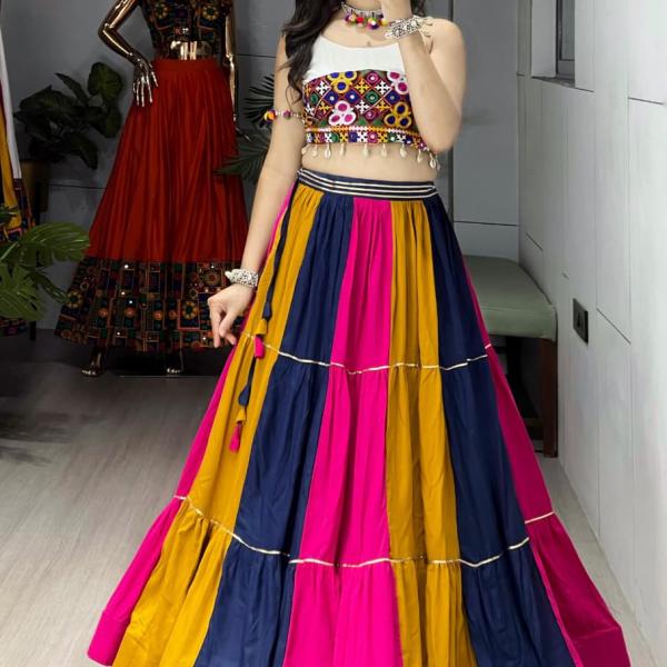 Frill Lehenga Set – Rayon Cotton with Gamthi Kutchi Work | Navratri 2025 Collection