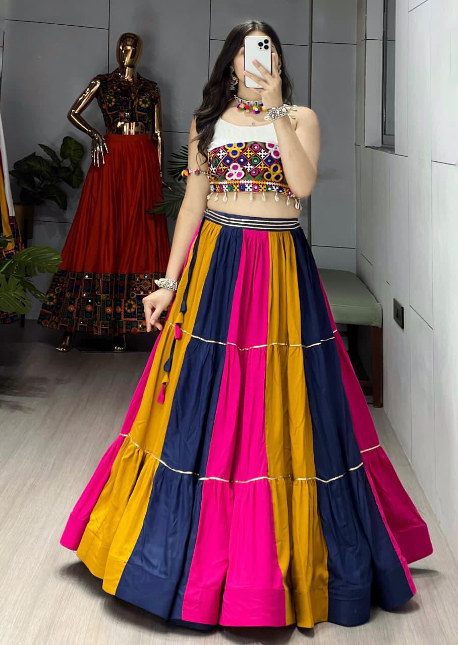 Frill Lehenga Set – Rayon Cotton with Gamthi Kutchi Work | Navratri 2025 Collection