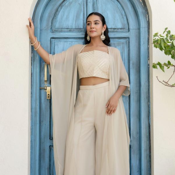 Glow Georgette Gotta Patti 3-Piece Ready-to-Wear Set