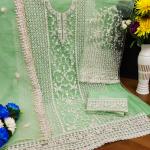 Premium Pink Butterfly Net Ready-Made Suit