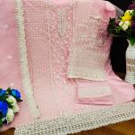 Premium Pink Butterfly Net Ready-Made Suit