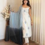 Designer Pure Cotton Spaghetti Top & Pant Set with Kota Doria Dupatta