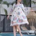 Classic Floral Middy | Poly Cotton One Piece Dress for Women