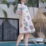 Classic Floral Middy | Poly Cotton One Piece Dress for Women