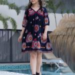 Classic Floral Middy | Poly Cotton One Piece Dress for Women