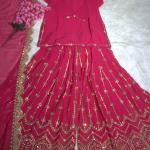 GlamAura Georgette Flairy Sharara Set with 7mm Sequins & Zari Work – Fully Stitched