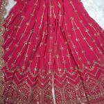 GlamAura Georgette Flairy Sharara Set with 7mm Sequins & Zari Work – Fully Stitched