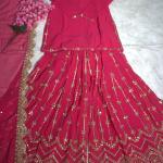 GlamAura Georgette Flairy Sharara Set with 7mm Sequins & Zari Work – Fully Stitched