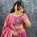 “Festive Elegance South Tissue Embroidered Lehenga Set – Wine & Lavender Edition”