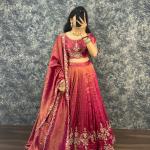 “Festive Elegance South Tissue Embroidered Lehenga Set – Wine & Lavender Edition”