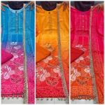 “Eleganz Pure Softy Chinon Silk Kurti Set with Aari & Hand Work – 3-Piece Premium Festive Collection”