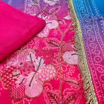 “Eleganz Pure Softy Chinon Silk Kurti Set with Aari & Hand Work – 3-Piece Premium Festive Collection”