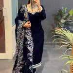 Pure Heavy Viscose Velvet Designer Top, Dupatta & Fully Stitched Bottom with Heavy Embroidery & Sequin Work