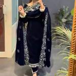 Pure Heavy Viscose Velvet Designer Top, Dupatta & Fully Stitched Bottom with Heavy Embroidery & Sequin Work